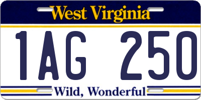 WV license plate 1AG250