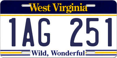 WV license plate 1AG251