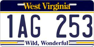 WV license plate 1AG253