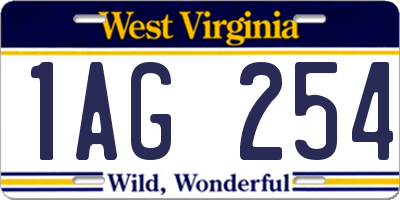 WV license plate 1AG254