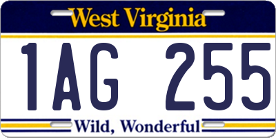 WV license plate 1AG255