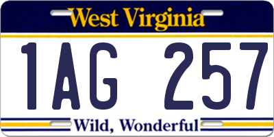 WV license plate 1AG257