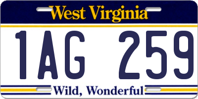 WV license plate 1AG259