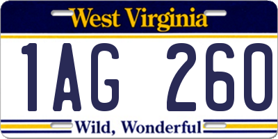 WV license plate 1AG260