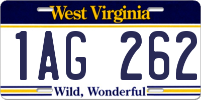 WV license plate 1AG262