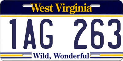 WV license plate 1AG263