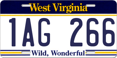 WV license plate 1AG266