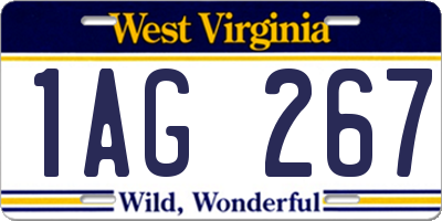 WV license plate 1AG267