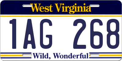 WV license plate 1AG268