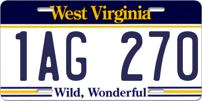 WV license plate 1AG270