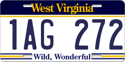 WV license plate 1AG272