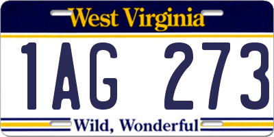 WV license plate 1AG273