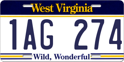 WV license plate 1AG274