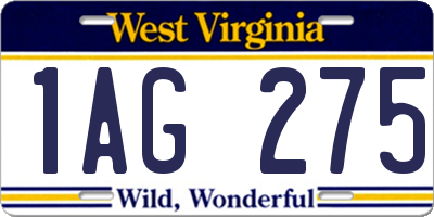 WV license plate 1AG275