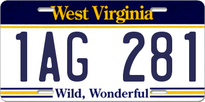 WV license plate 1AG281