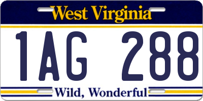 WV license plate 1AG288