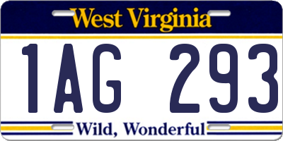 WV license plate 1AG293