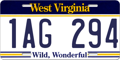 WV license plate 1AG294