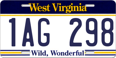 WV license plate 1AG298