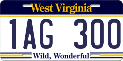 WV license plate 1AG300