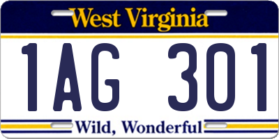 WV license plate 1AG301