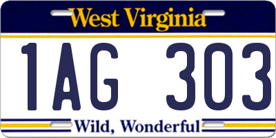 WV license plate 1AG303