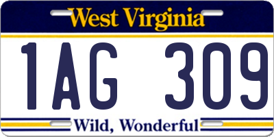 WV license plate 1AG309