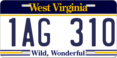 WV license plate 1AG310