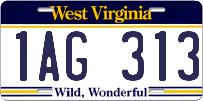 WV license plate 1AG313