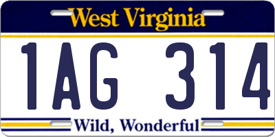 WV license plate 1AG314