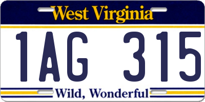 WV license plate 1AG315