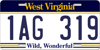 WV license plate 1AG319