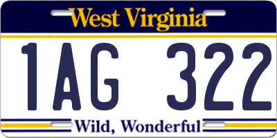 WV license plate 1AG322