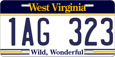 WV license plate 1AG323