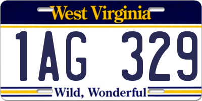 WV license plate 1AG329