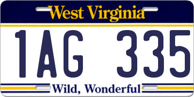 WV license plate 1AG335