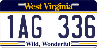 WV license plate 1AG336