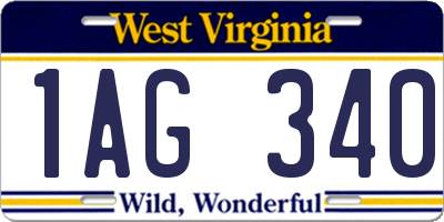 WV license plate 1AG340