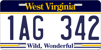 WV license plate 1AG342