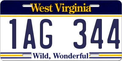 WV license plate 1AG344