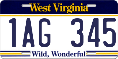 WV license plate 1AG345