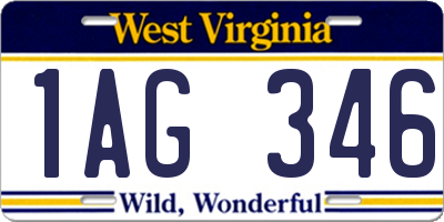 WV license plate 1AG346