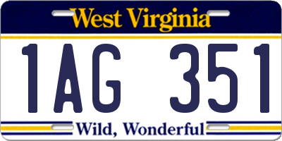 WV license plate 1AG351