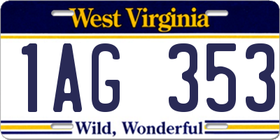 WV license plate 1AG353