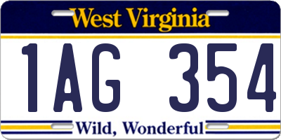 WV license plate 1AG354