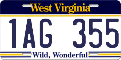 WV license plate 1AG355