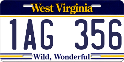 WV license plate 1AG356