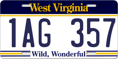 WV license plate 1AG357