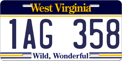 WV license plate 1AG358