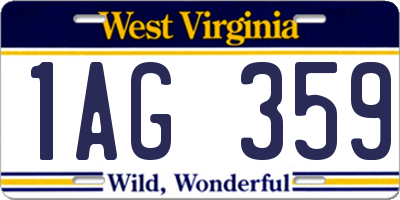 WV license plate 1AG359